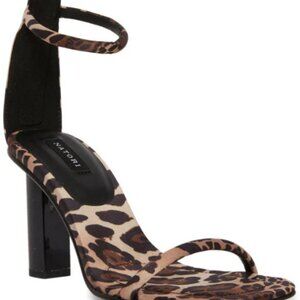 NWOT - Glow Luxe Leopard Satin Block Heel Sandal (chestnut)